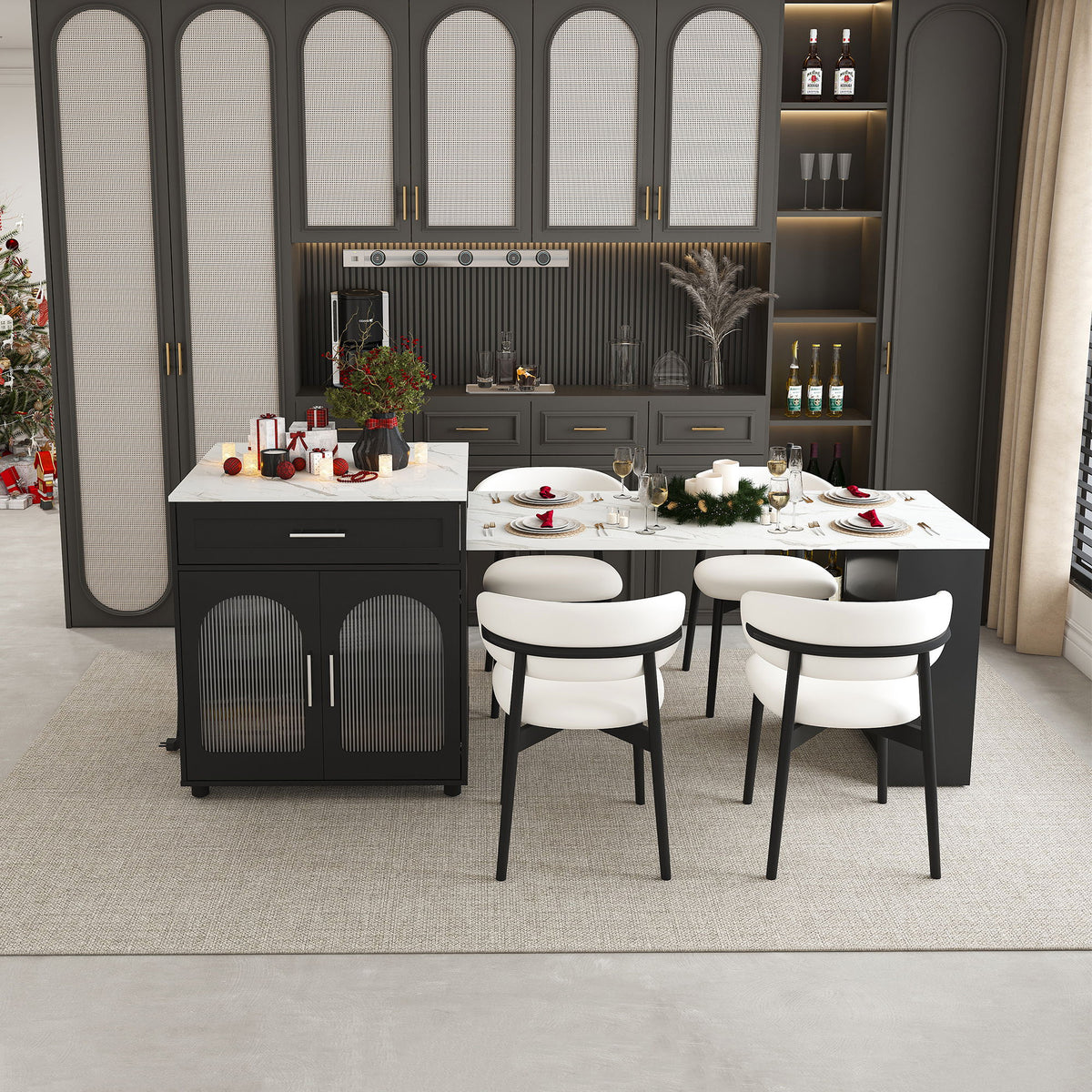 Expandable Kitchen Island With Power Outlet