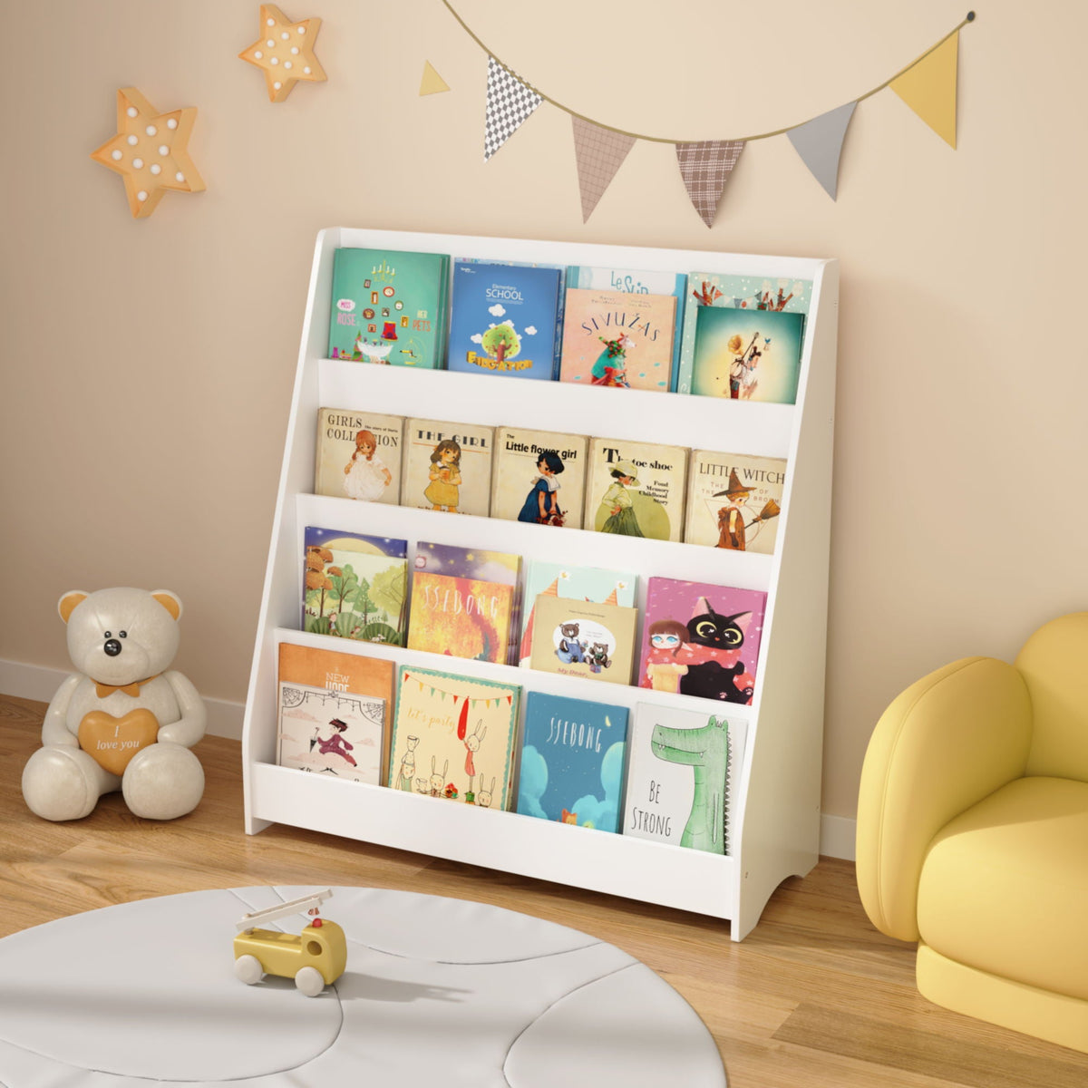 4 Tier Bookshelf, Toddler Book Display Shelves