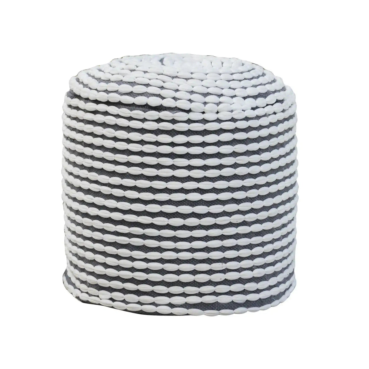River Handcrafted Cylindrical Pouf in Water Resistant Fabric