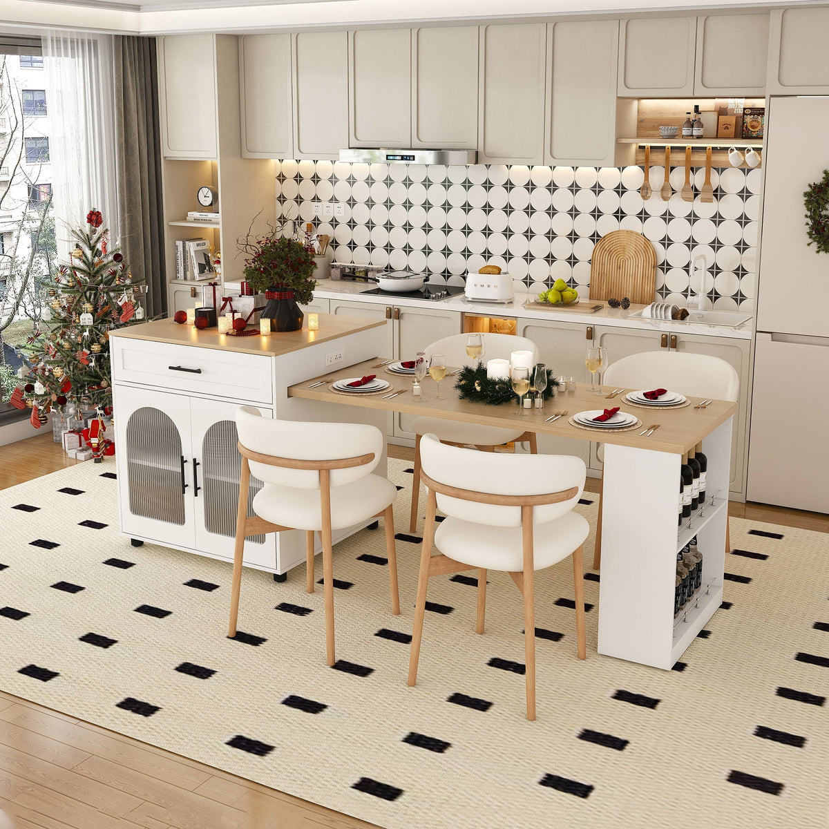 Expandable Kitchen Island With Power Outlet