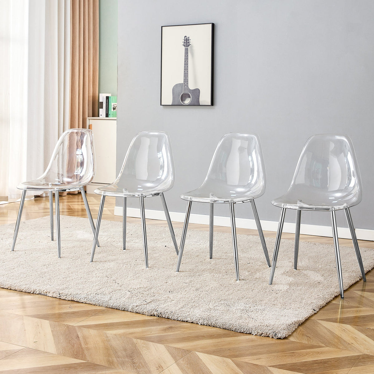 Modern Minimalist Transparent Dining Chair - 6-Piece Set