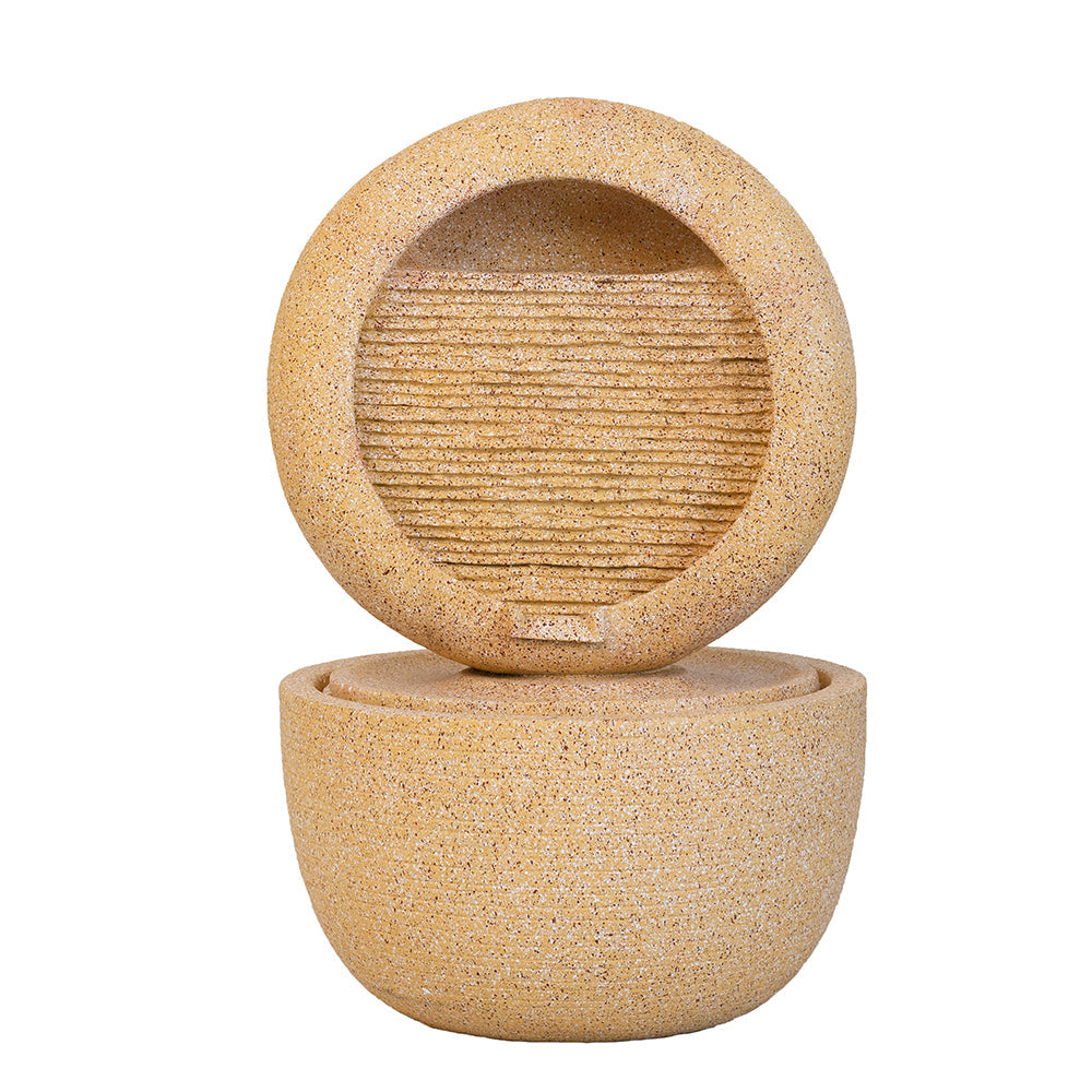 21.7x21.7x34.3 Inch Cement Round Water Fountain with Light and Pump