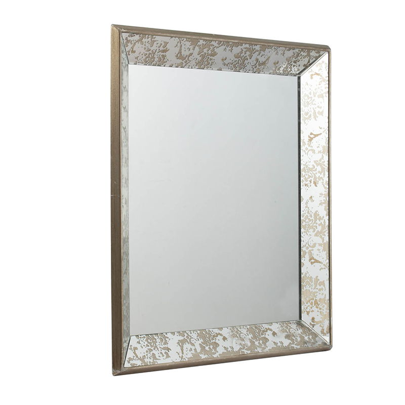 Antique Rectangle Mirror with Floral Accents