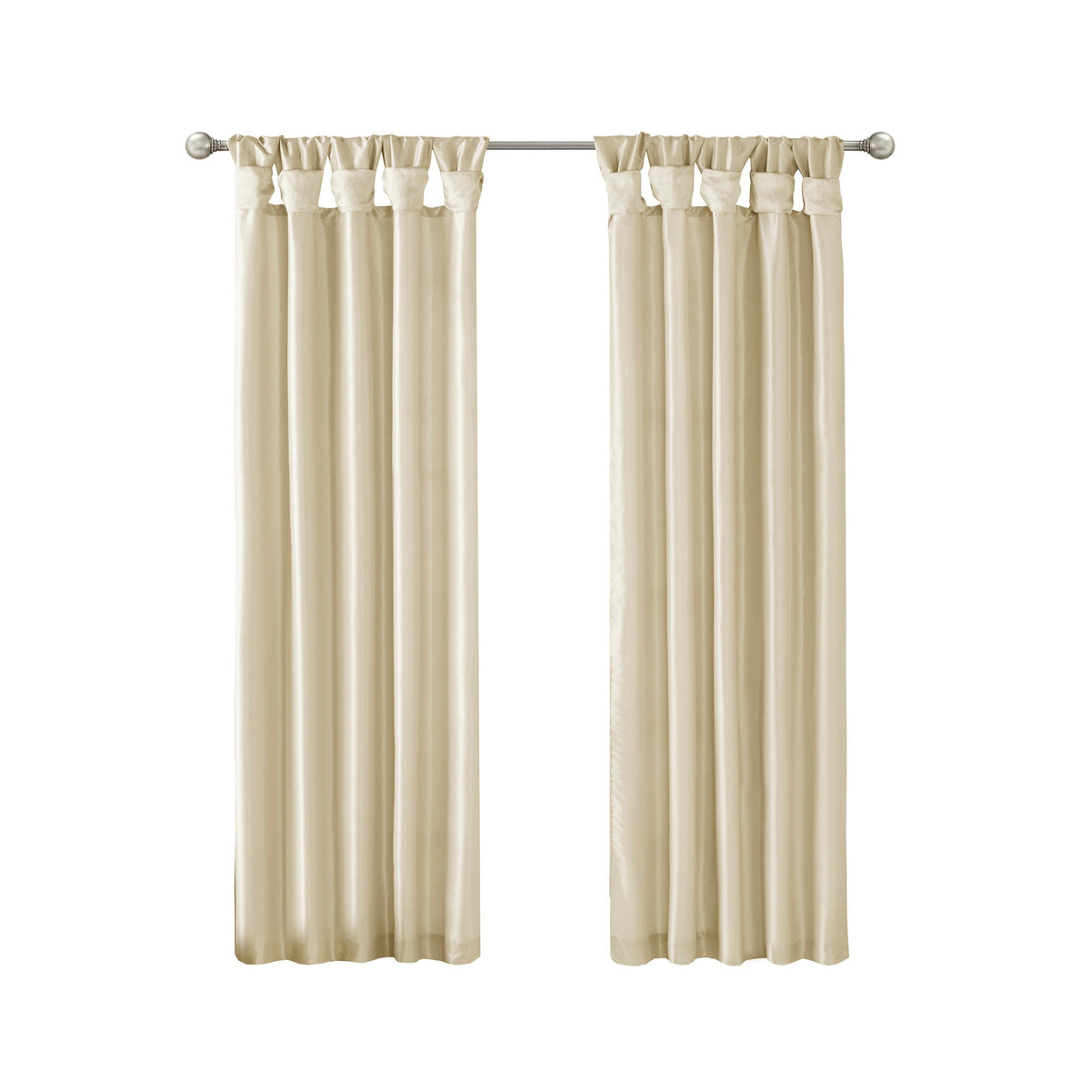 Twist Tab Lined Window Curtain Panel Champagne 50x95