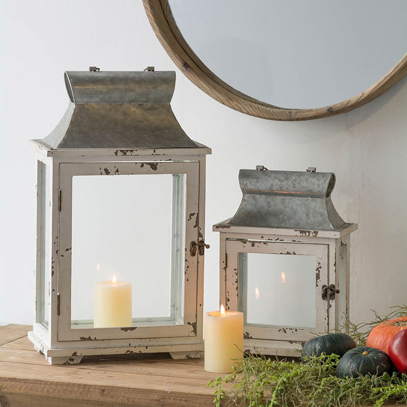 Wooden Candle Lantern Decorative Set of Two for Indoor and Outdoor Use