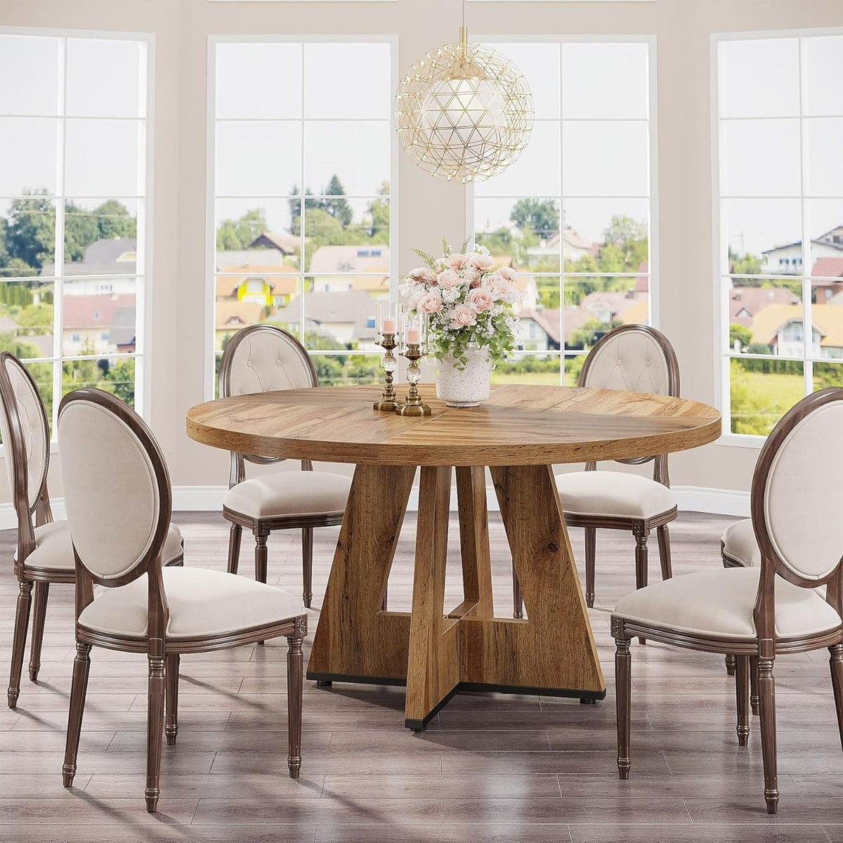 Round Dining Cross Base Kitchen Table
