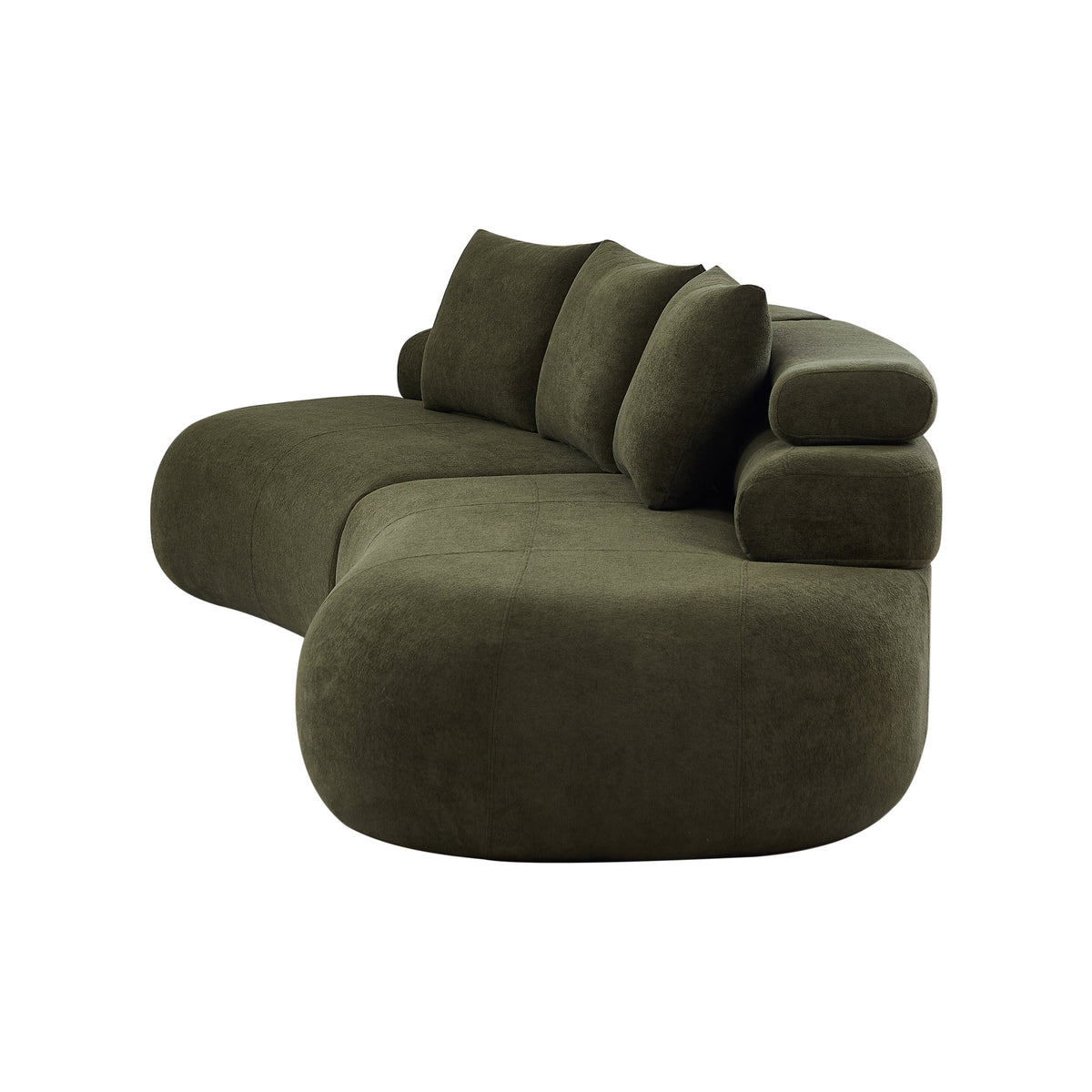 122" Curved Sectional Sofa with Modular Design - Olive Green