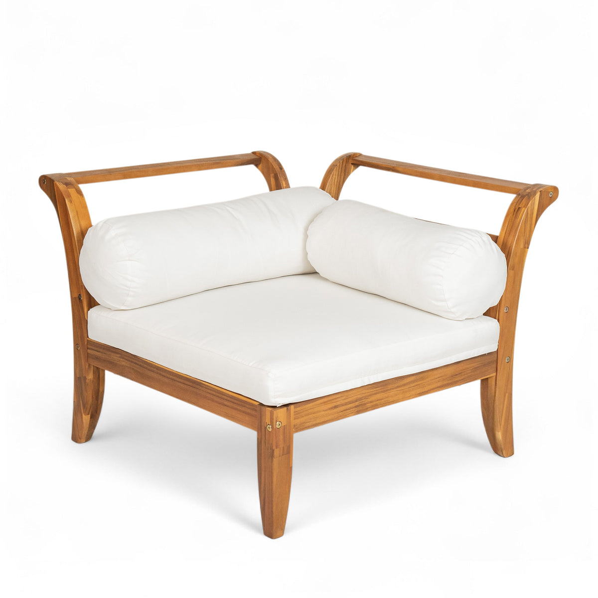 6 Piece Acacia Wood Outdoor Modular Sectional with Daybed and Tea Table