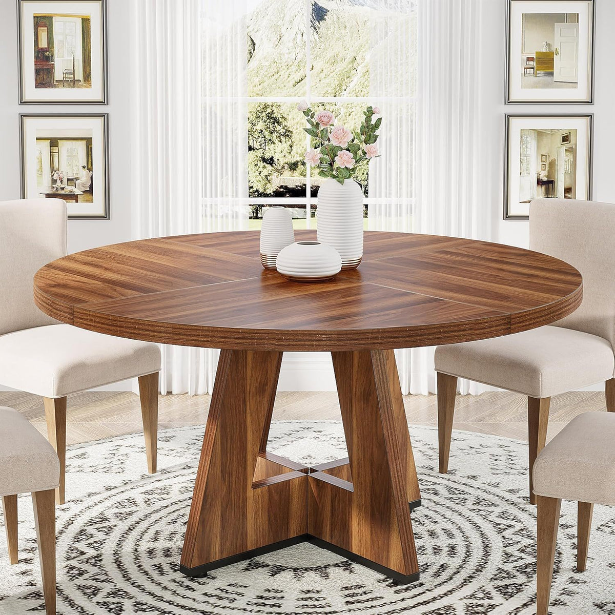 Round Dining Cross Base Kitchen Table