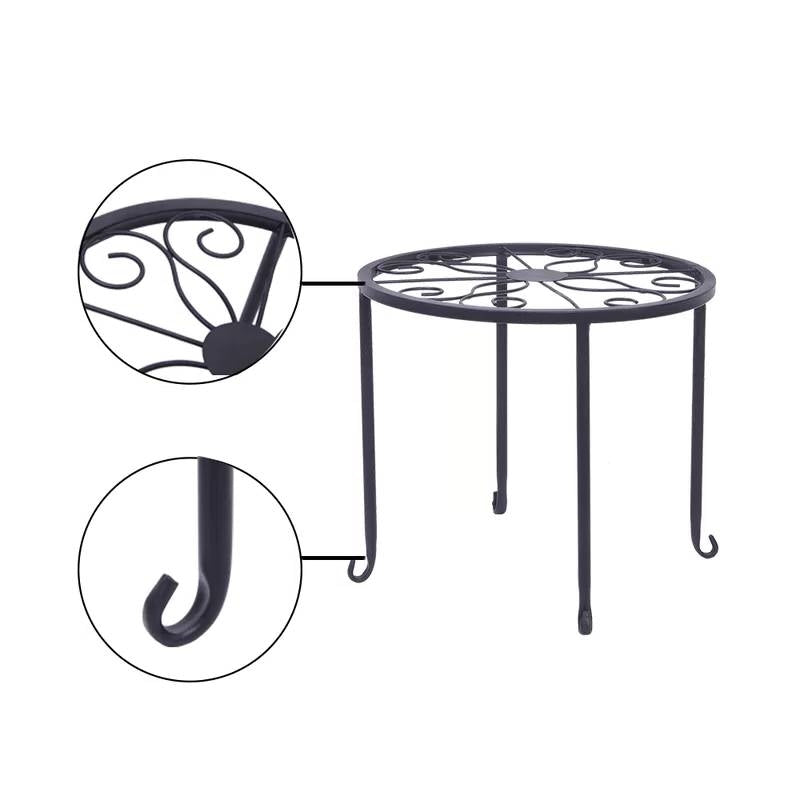 Set of 4 - Indoor Outdoor Black Metal Plant Stand