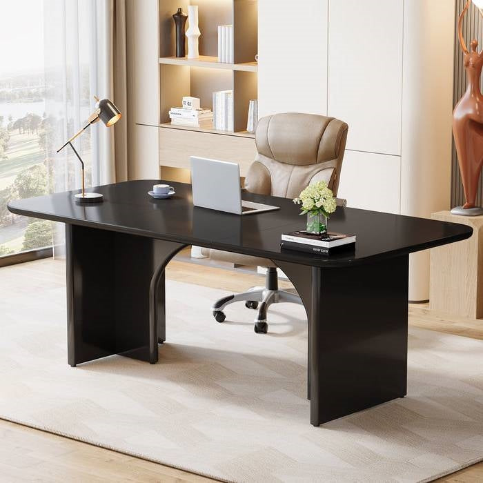 Modern Extra Large Executive Home Office Computer Desk in Black