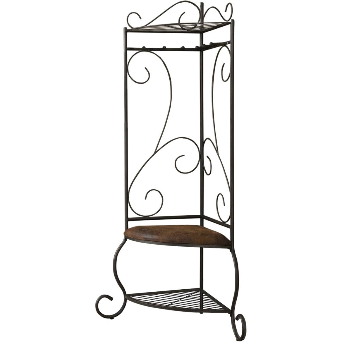 Corner Metal Hall Tree Entryway Coat Rack Upholstered Storage Bench Shoe Rack