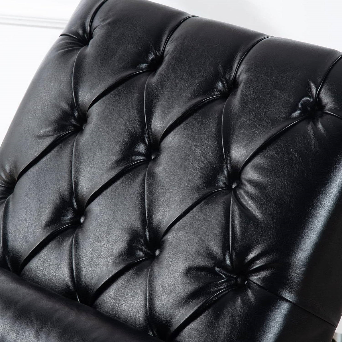 Black Faux Leather Upholstered Armless Chaise Lounge Chair with Lumbar Pillow