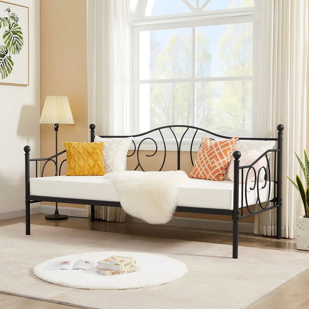 Twin size French Country Style Black Metal Day Bed Frame