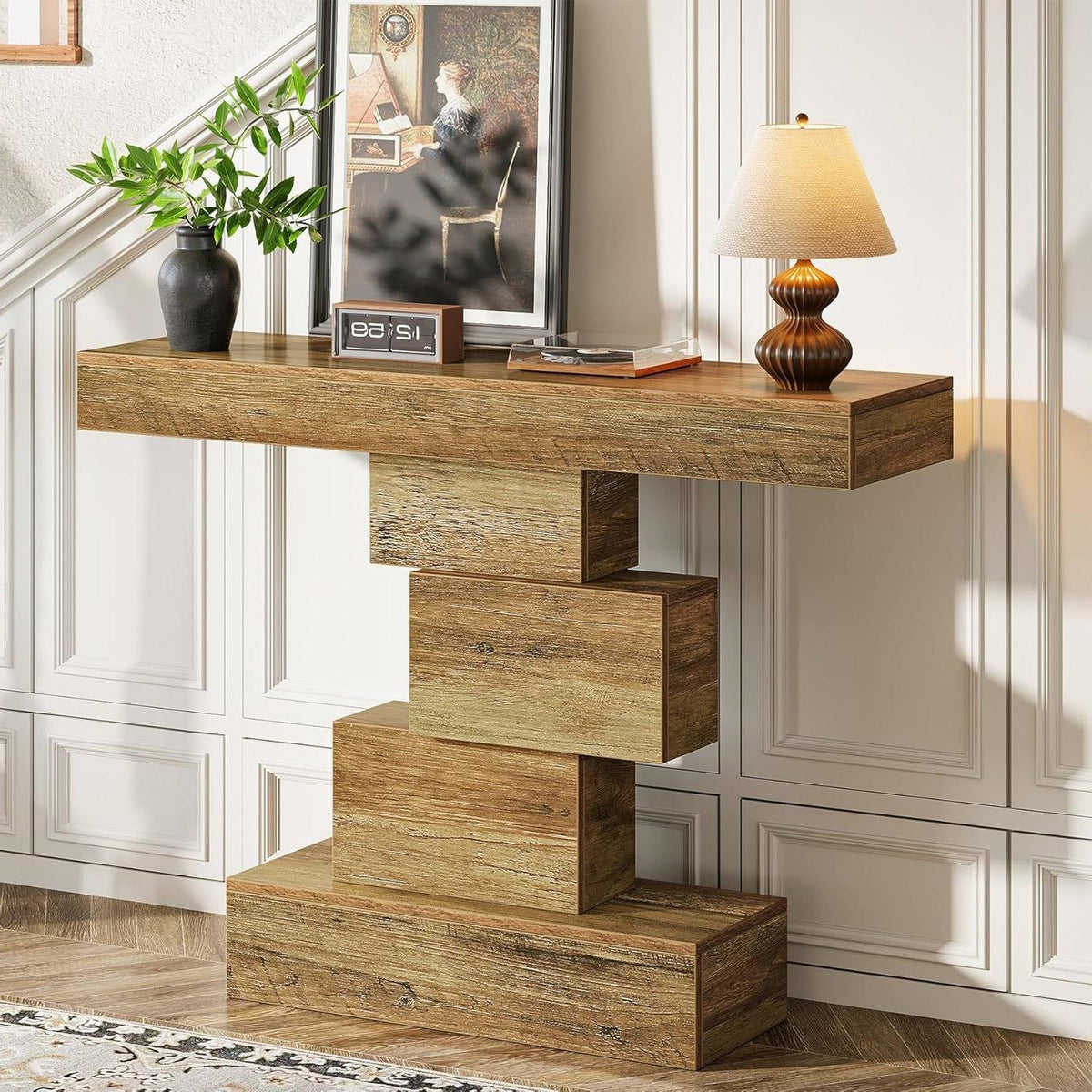 Modern Farmhouse 42-inch Entryway Accent Sofa Table in Light Brown Wood Finish