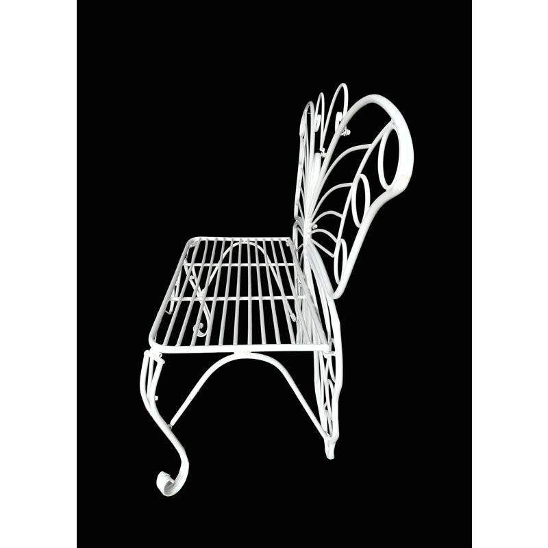 Modern Outdoor Butterfly Garden Bench in White Metal Finish