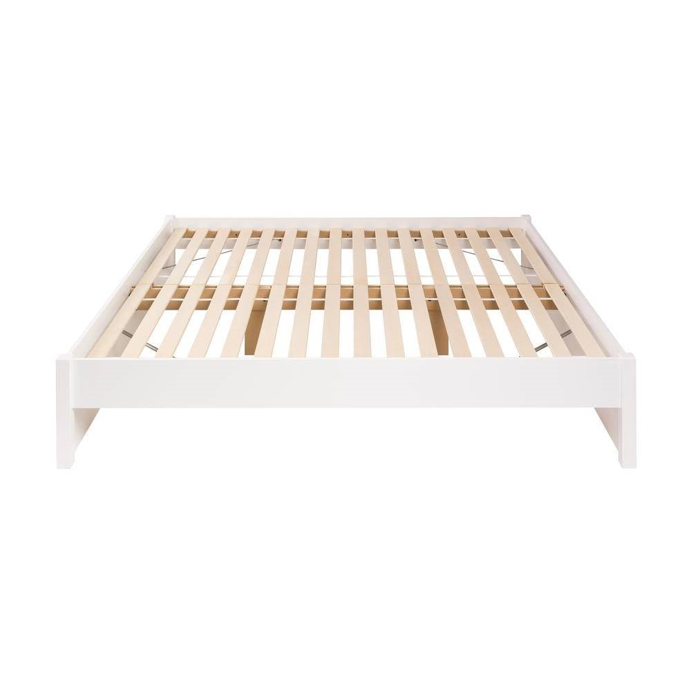 King Size White Wooden 4 Post Platform Bed Frame