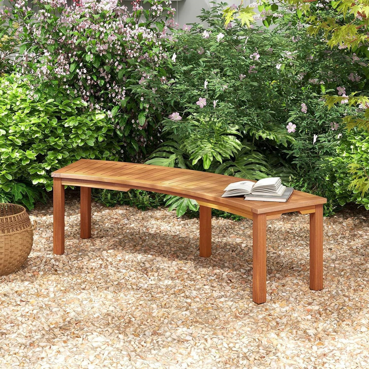 Set of 4 - Outdoor Curved Backless Garden Bench - Around Tree Table or Fire Pit