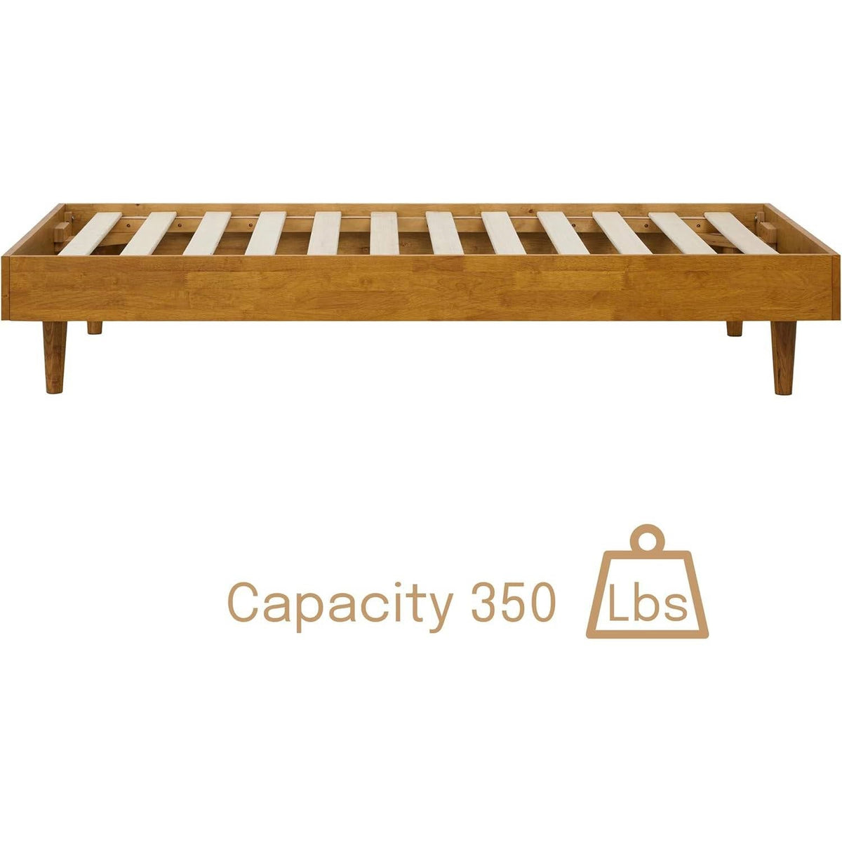 Twin size Mid-Century Modern Platform Bed Frame in Light Wood Finish