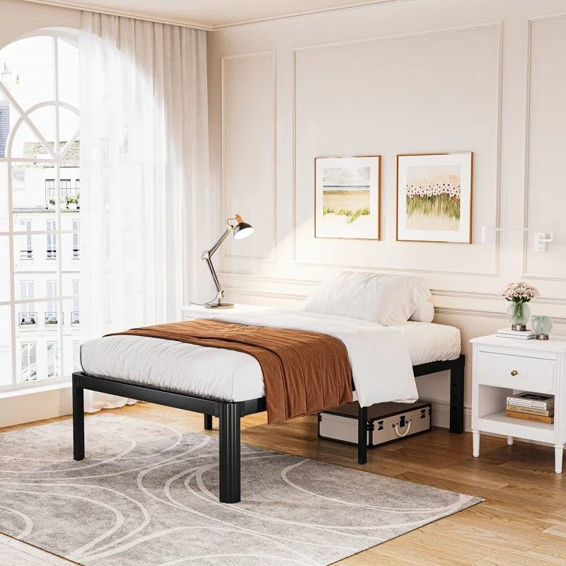 Twin XL Heavy Duty Metal Bed Frame Platform with Round Edge Legs