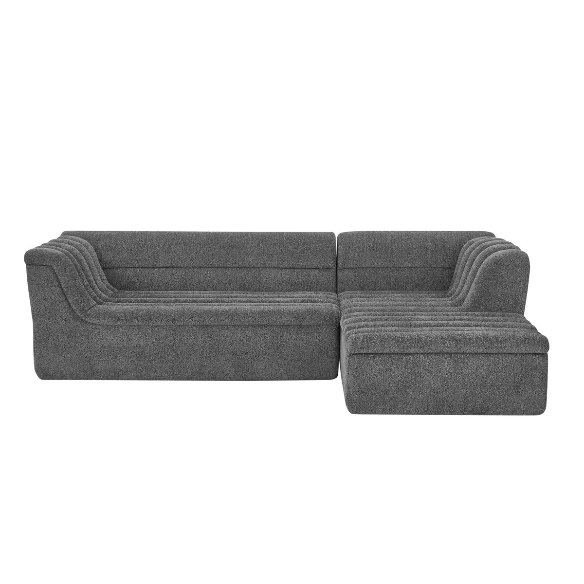 Upholstered L-Shaped Modular Sectional Sofa With Chaise, Wave-Shaped Armrest