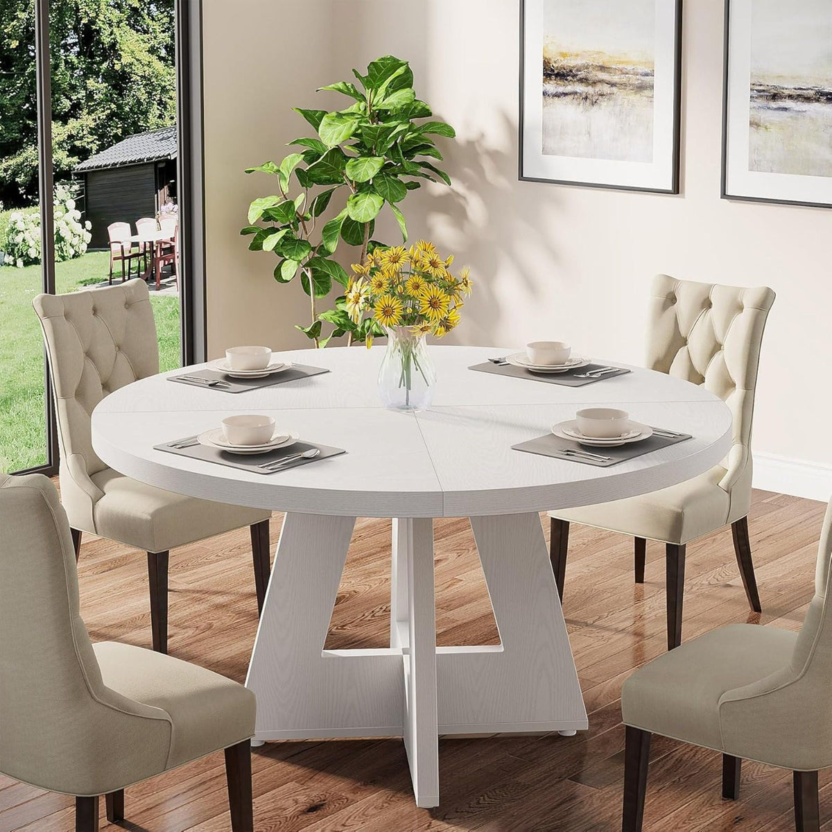 Round Dining Cross Base Kitchen Table