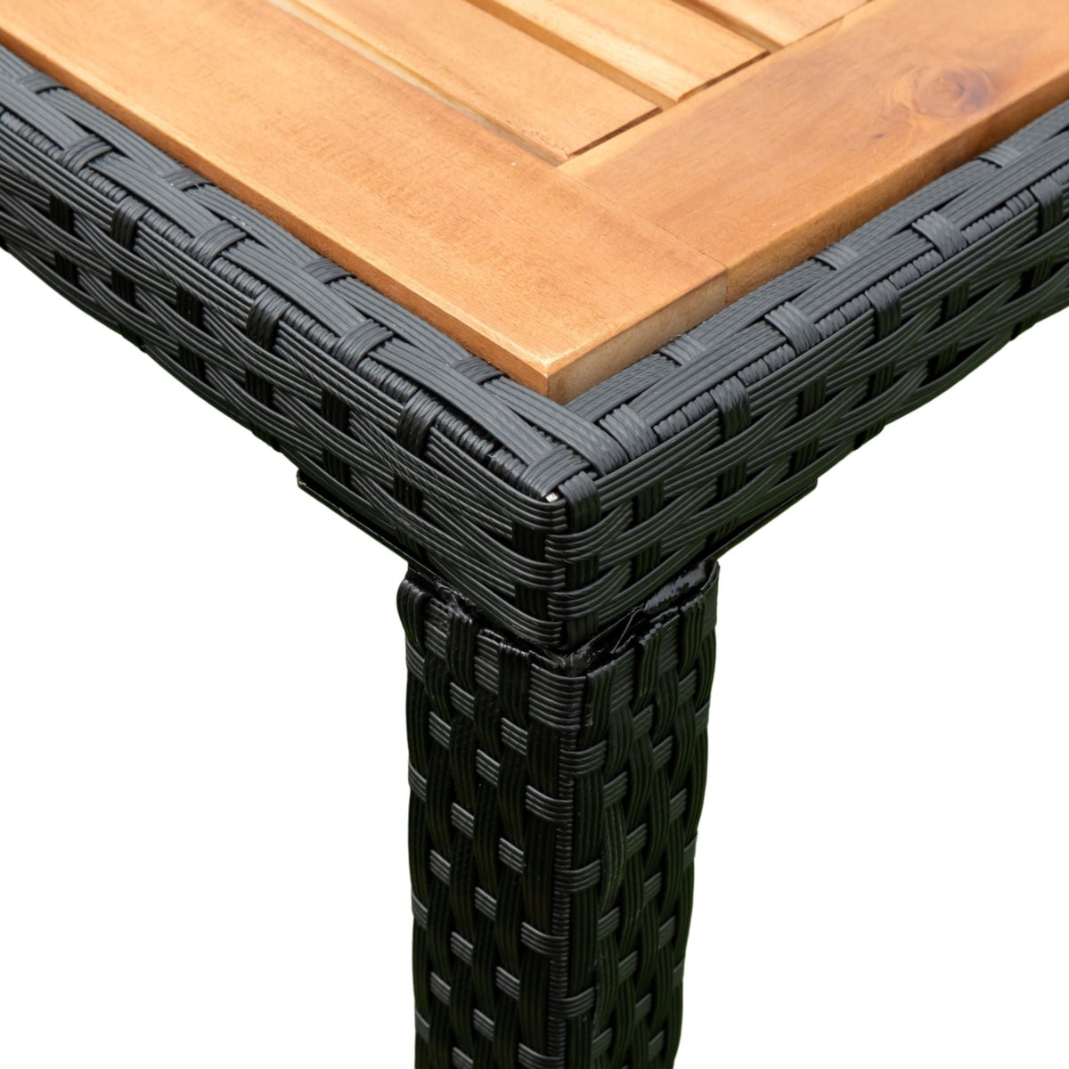 Outdoor Patio Wicker Dining Set With Acacia Wood Top