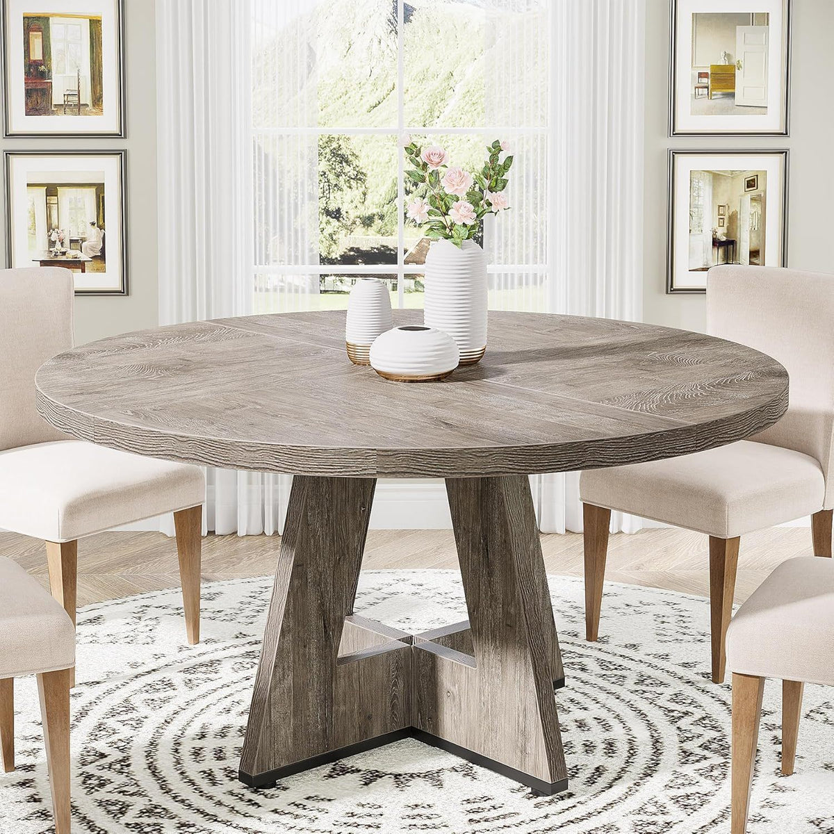 Round Dining Cross Base Kitchen Table