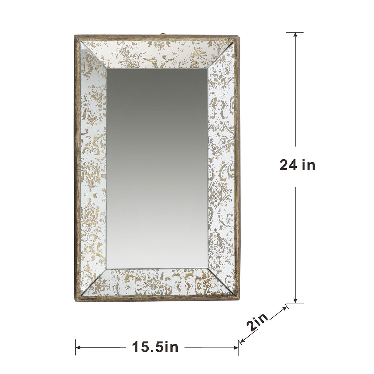 Antique Rectangle Mirror with Floral Accents