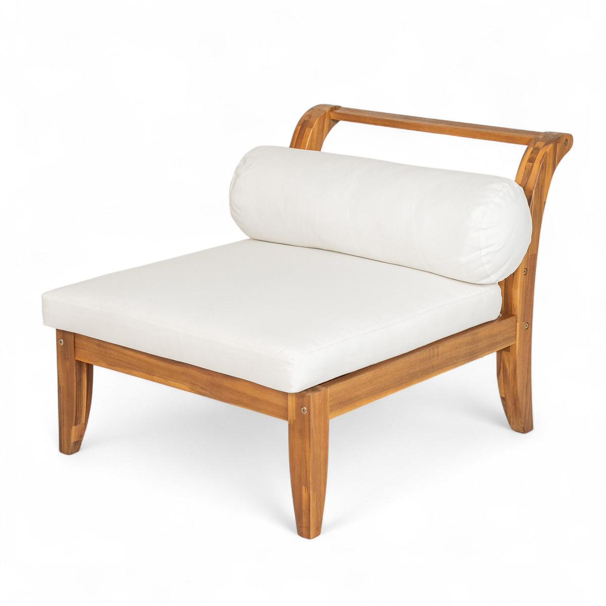 6 Piece Acacia Wood Outdoor Modular Sectional with Daybed and Tea Table
