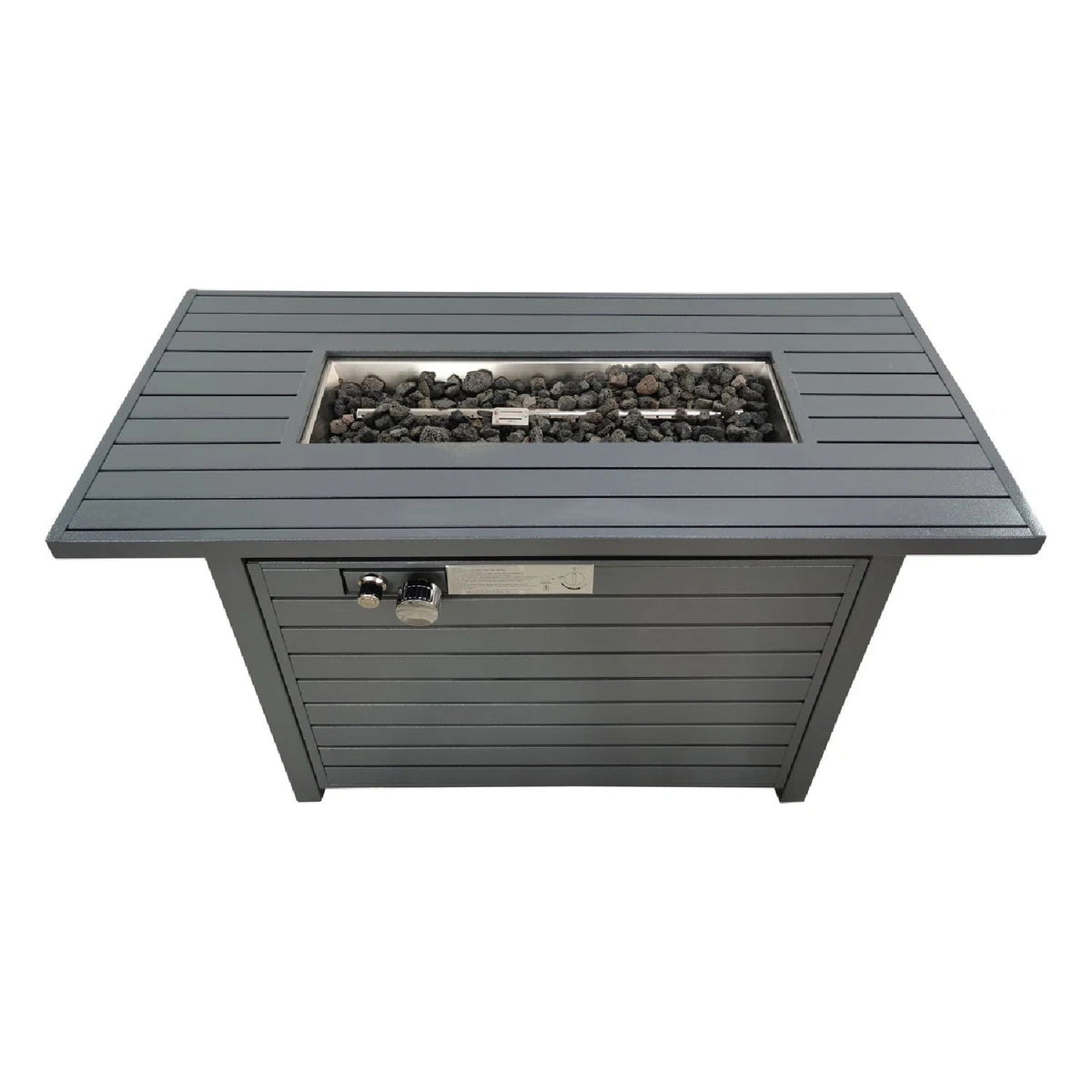 Outdoor Gas Fire Pit Table With Durable Construction And Lid - Gray