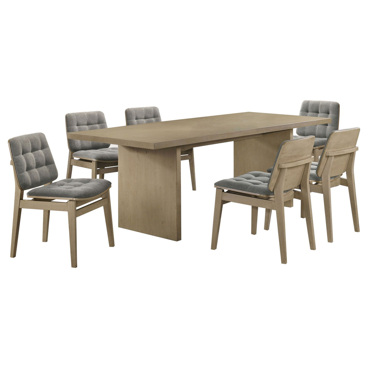 Decker 7-piece 82-inch Rectangular Dining Set Grey and Natural Oak