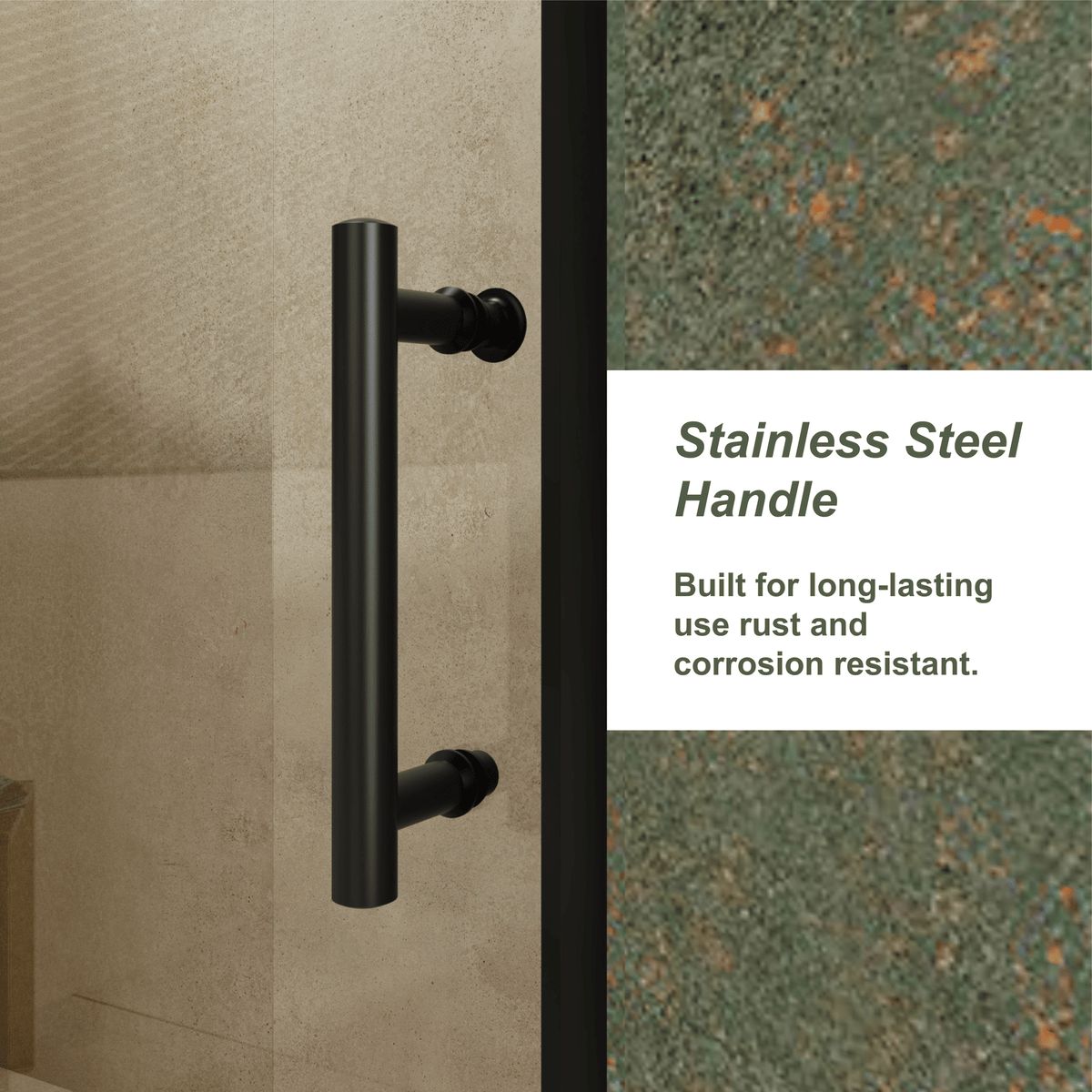 60.in W x 72.in H Single Sliding Shower Door, 1/5 inch Thick Clear Tempered Glass Shower Door with Stainless Steel Handle, Black