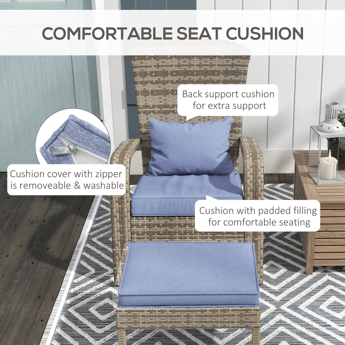 Wicker Adirondack Chair with Ottoman