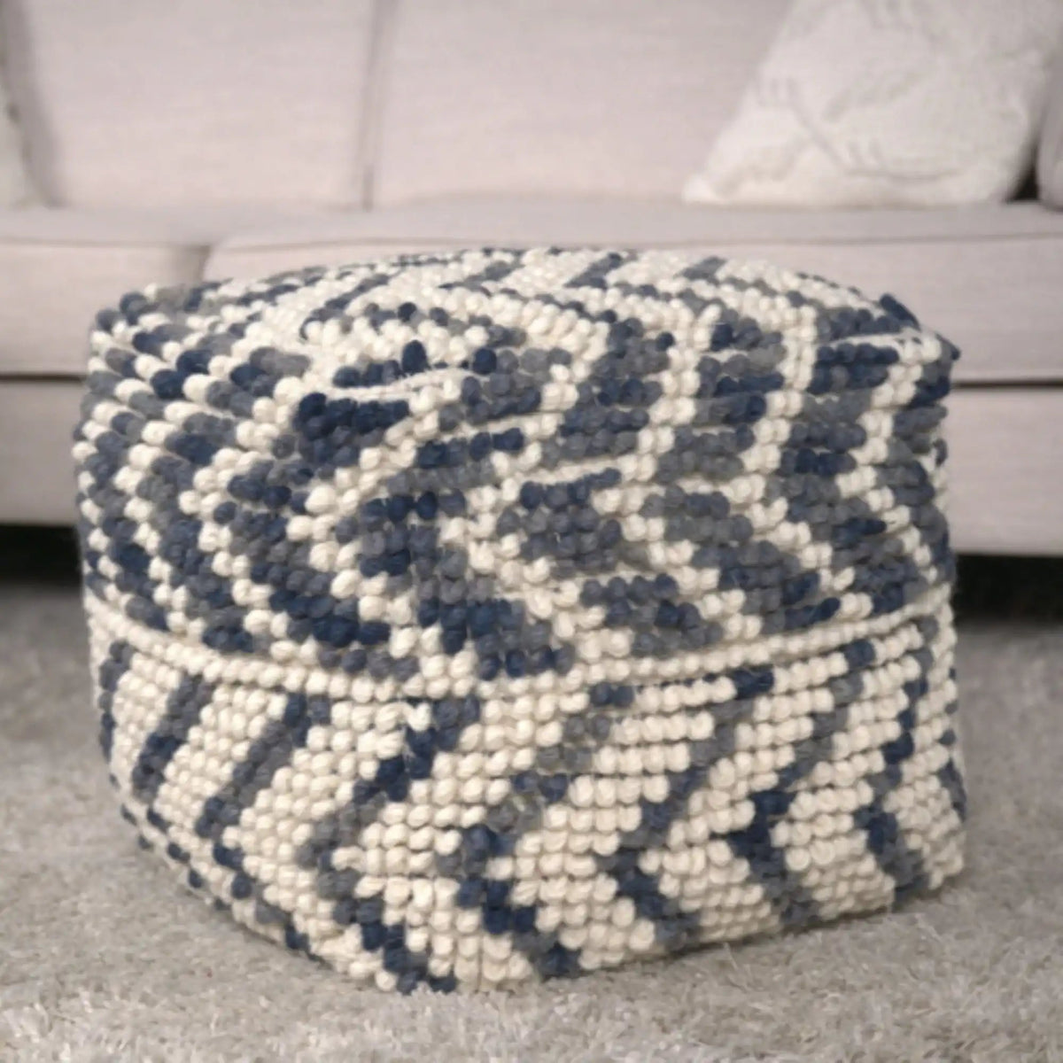 Alina Wool and Cotton Pouf - Natural