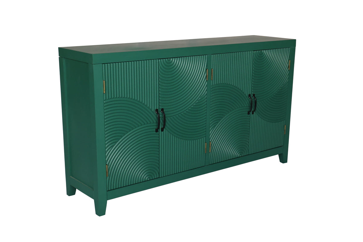 59in Green Accent Cabinet with 4 Doors Mid Century Modern Buffet