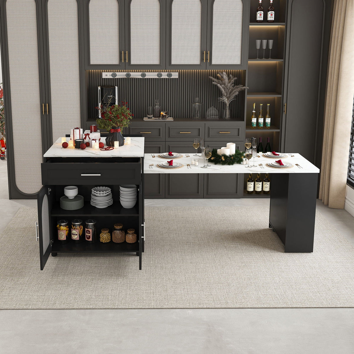 Expandable Kitchen Island With Power Outlet