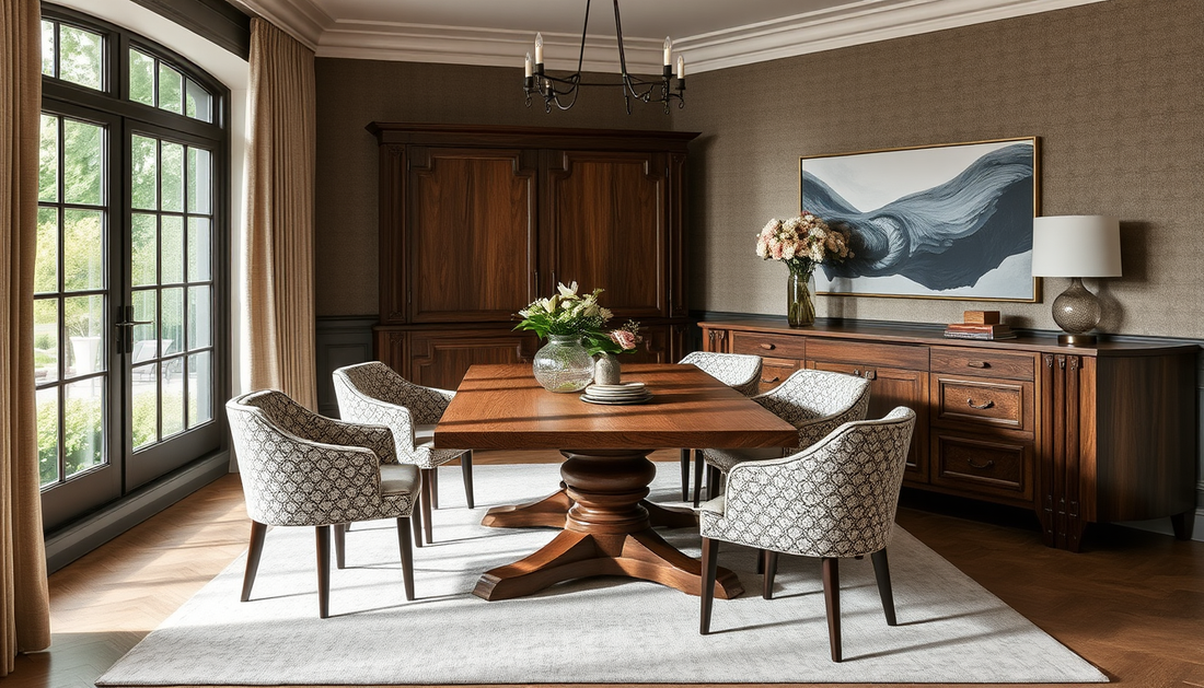 Elevated Dining Room Curation: Bespoke Sets in European Oak, Textured Bouclé, and Full-Grain Leather