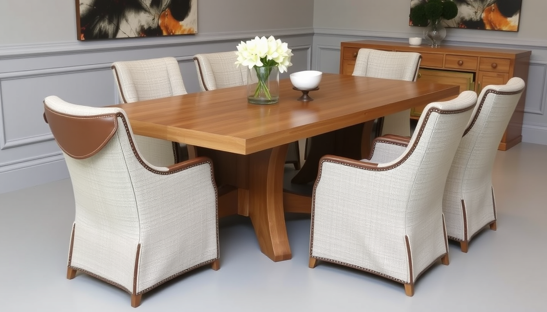 Architectural European Oak Dining Tables Reimagined: Bouclé Textures Meet Full-Grain Leather for Contemporary Luxury