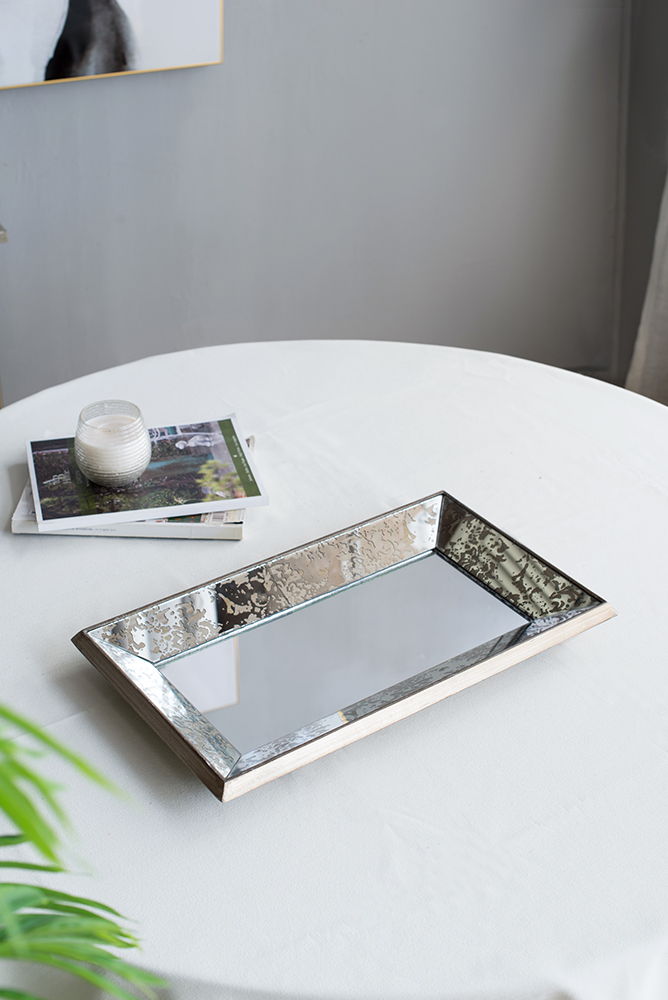 Antique Rectangle Mirror with Floral Accents