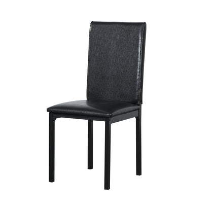 Furniture 5 Piece Metal Dinette Set with Faux Marble Top - Black