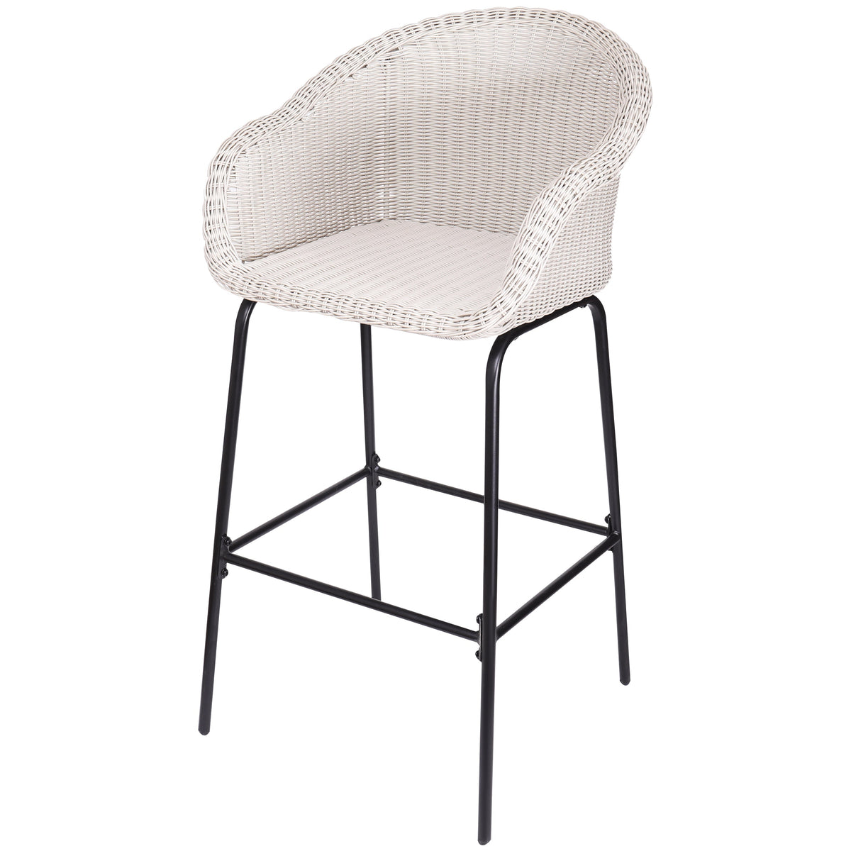 Ladd Outdoor Metal Wicker Barstool Set of 2 - Light Gray