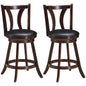 Set of 2 Swivel Bar stool 24 Inch Counter Height Leather Padded Dining Kitchen Chair