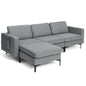 Modular 3-Seat L-shaped Sectional Sofa with Reversible Chaise and 2 USB Ports-Green