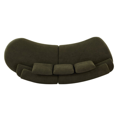 122" Curved Sectional Sofa with Modular Design - Olive Green