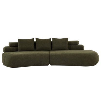 122" Curved Sectional Sofa with Modular Design - Olive Green
