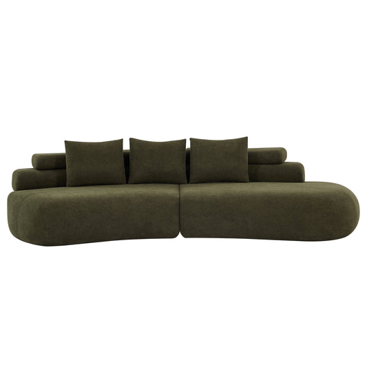 122" Curved Sectional Sofa with Modular Design - Olive Green