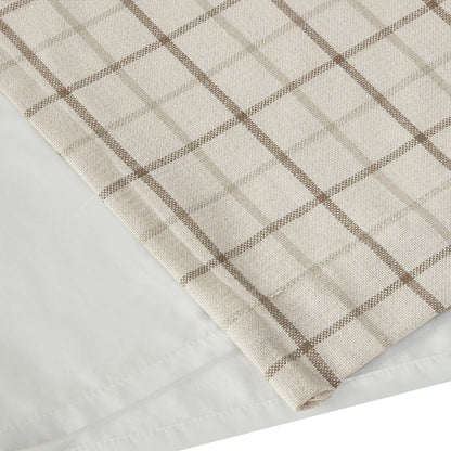 Plaid Rod Pocket and Back Tab Curtain Panel with Fleece Lining Natural 50x95
