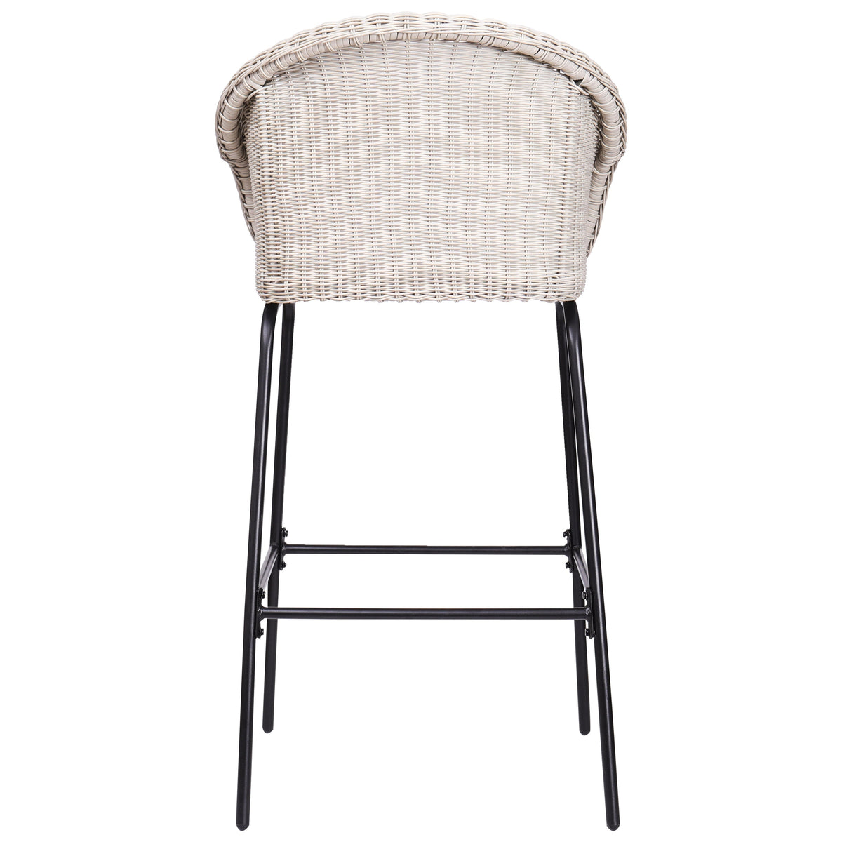 Ladd Outdoor Metal Wicker Barstool Set of 2 - Light Gray