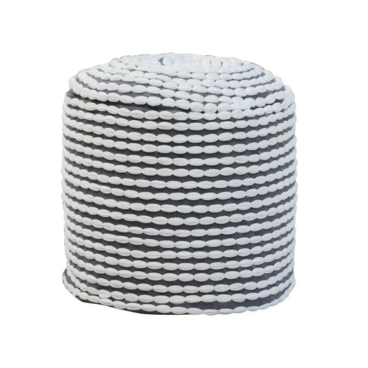 River Handcrafted Cylindrical Pouf in Water Resistant Fabric